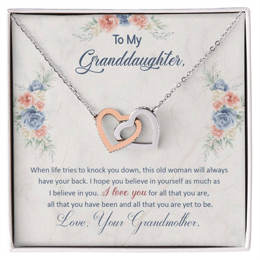 To My Granddaughter – This Old Woman Will Always Have Your Back Necklace