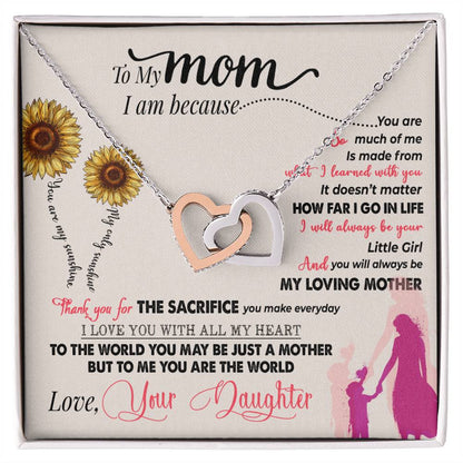 To My Mom – Thank You For Everything Interlocking Hearts Necklace
