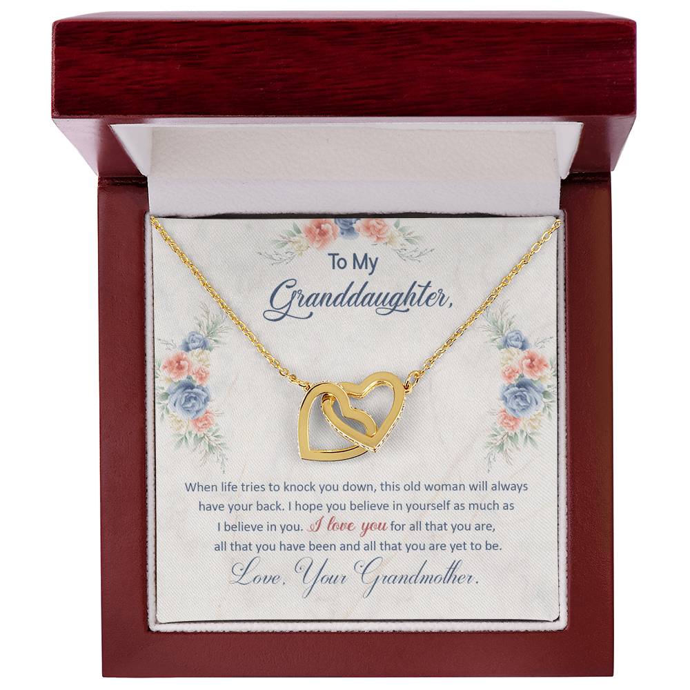 To My Granddaughter – This Old Woman Will Always Have Your Back Necklace