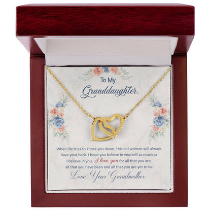 To My Granddaughter – This Old Woman Will Always Have Your Back Necklace