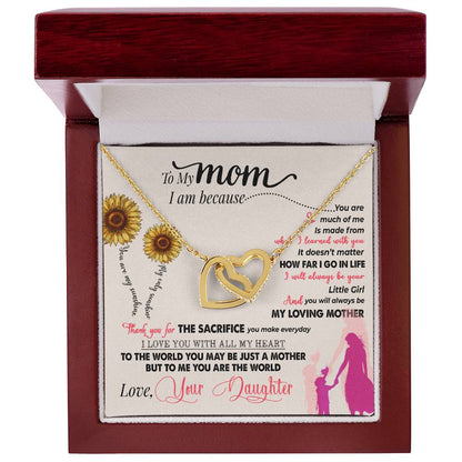 To My Mom – Thank You For Everything Interlocking Hearts Necklace