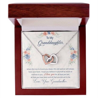 To My Granddaughter – This Old Woman Will Always Have Your Back Necklace