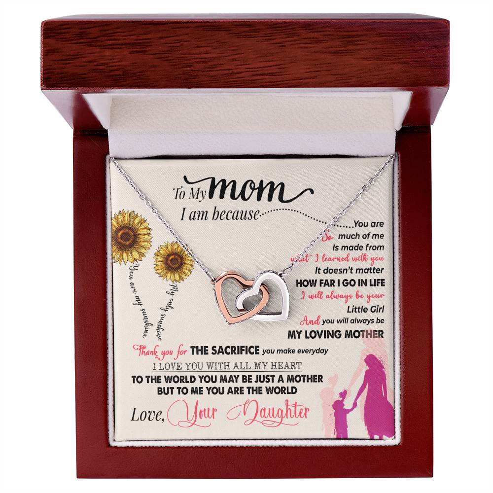 To My Mom – Thank You For Everything Interlocking Hearts Necklace