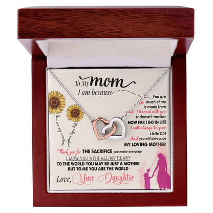 To My Mom – Thank You For Everything Interlocking Hearts Necklace