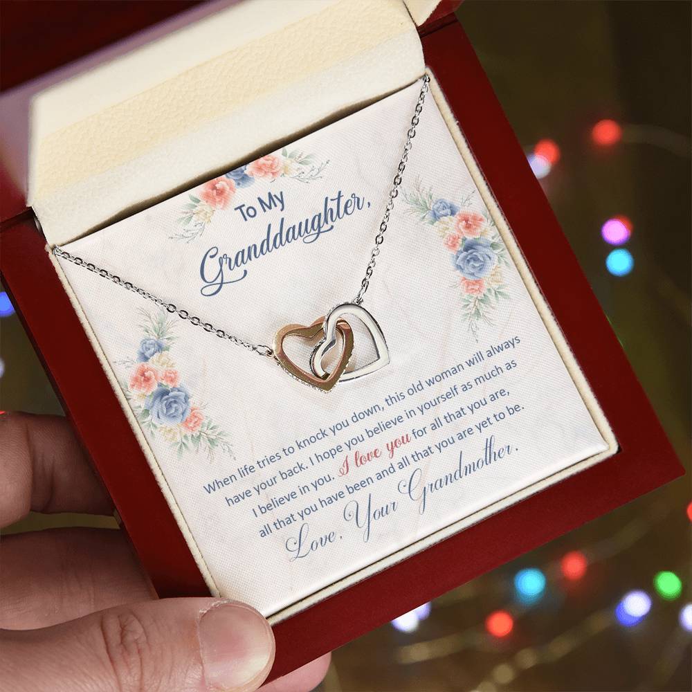 To My Granddaughter – This Old Woman Will Always Have Your Back Necklace