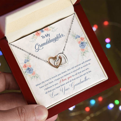 To My Granddaughter – This Old Woman Will Always Have Your Back Necklace