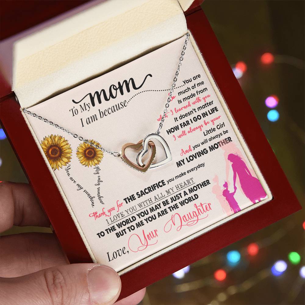 To My Mom – Thank You For Everything Interlocking Hearts Necklace