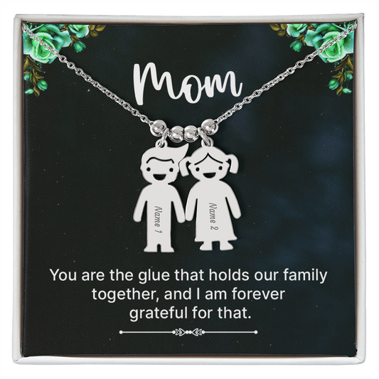 To Mom – Personalized Engraved Kids Charm Necklace | Up to 3 Names