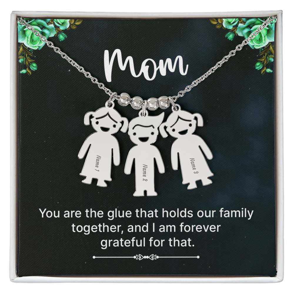 To Mom – Personalized Engraved Kids Charm Necklace | Up to 3 Names