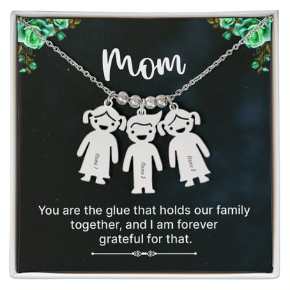 To Mom – Personalized Engraved Kids Charm Necklace | Up to 3 Names
