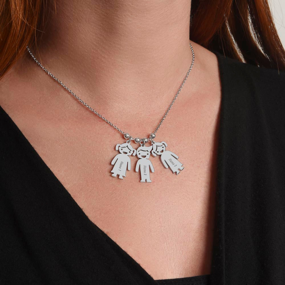 To Mom – Personalized Engraved Kids Charm Necklace | Up to 3 Names