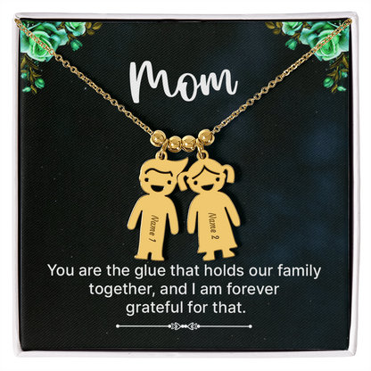 To Mom – Personalized Engraved Kids Charm Necklace | Up to 3 Names