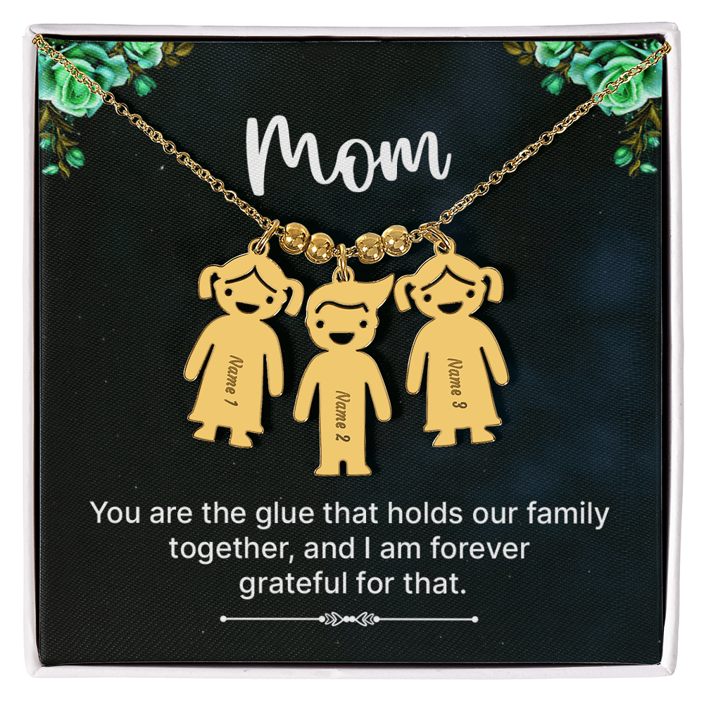 To Mom – Personalized Engraved Kids Charm Necklace | Up to 3 Names
