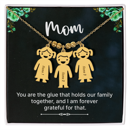 To Mom – Personalized Engraved Kids Charm Necklace | Up to 3 Names