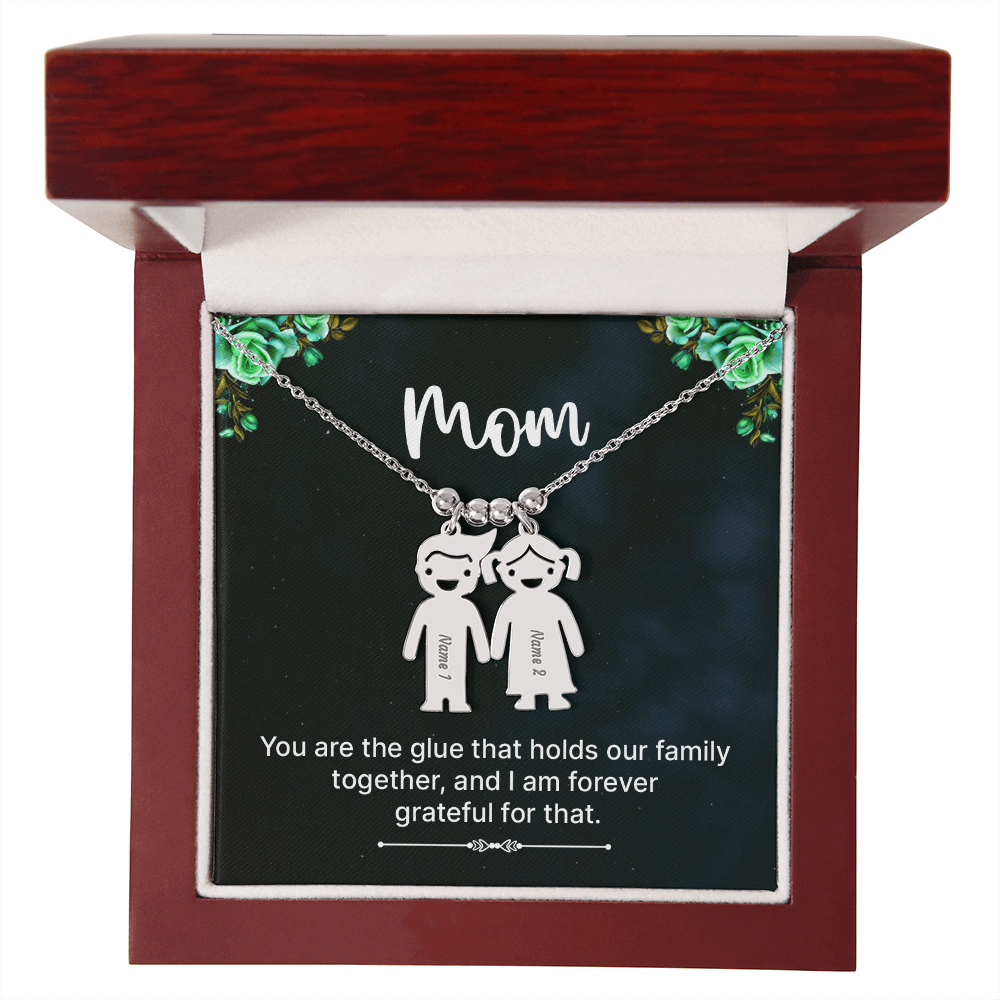 To Mom – Personalized Engraved Kids Charm Necklace | Up to 3 Names