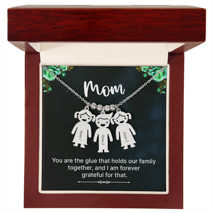 To Mom – Personalized Engraved Kids Charm Necklace | Up to 3 Names