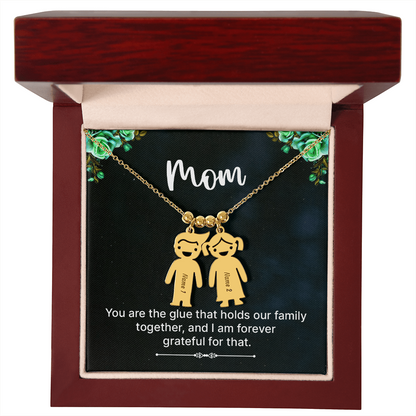 To Mom – Personalized Engraved Kids Charm Necklace | Up to 3 Names