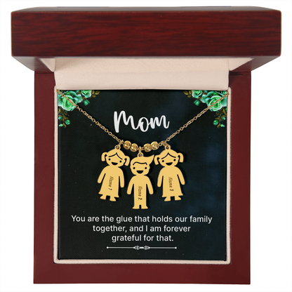 To Mom – Personalized Engraved Kids Charm Necklace | Up to 3 Names