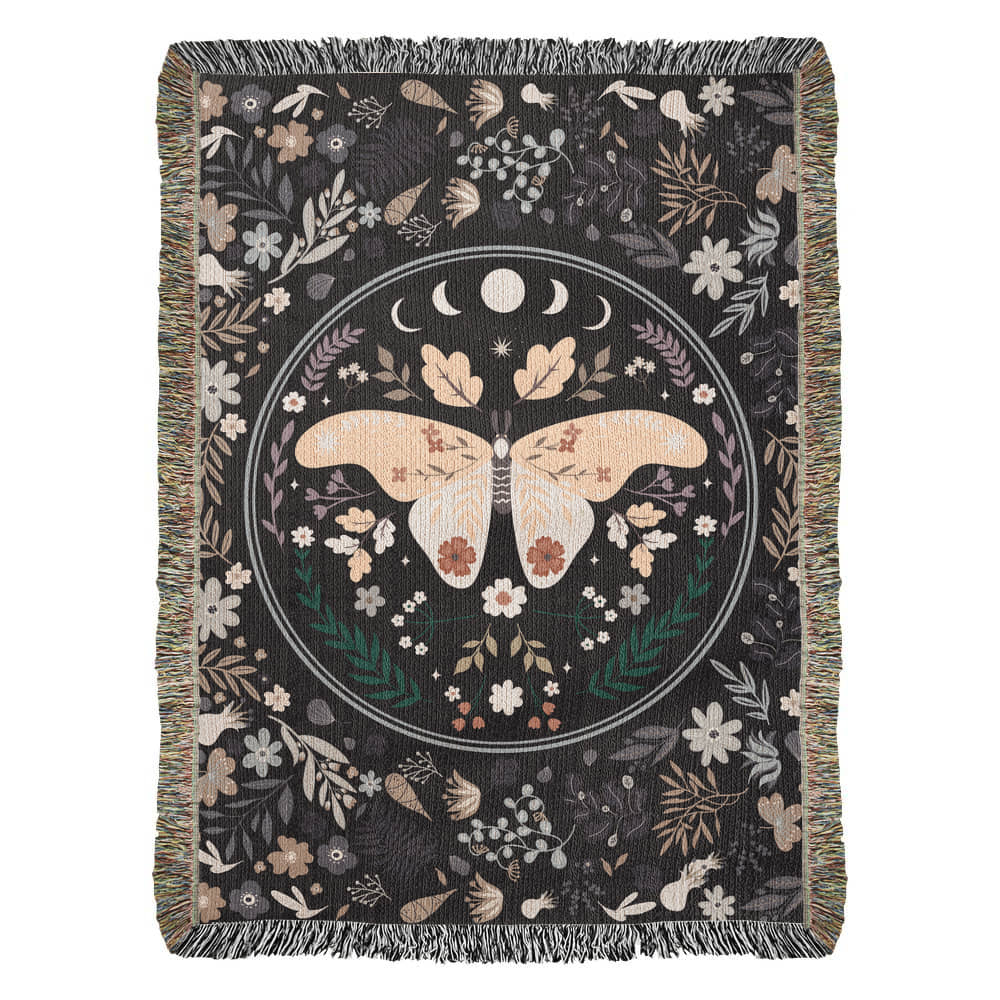 Bohemian Butterfly & Wildflowers | Woven Blanket