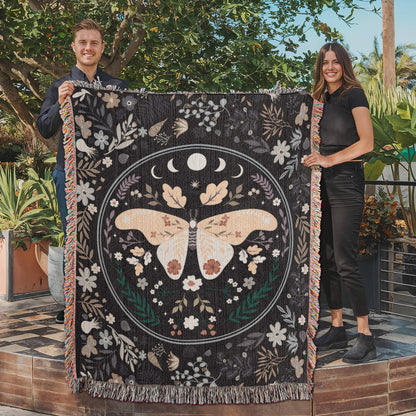Bohemian Butterfly & Wildflowers | Woven Blanket