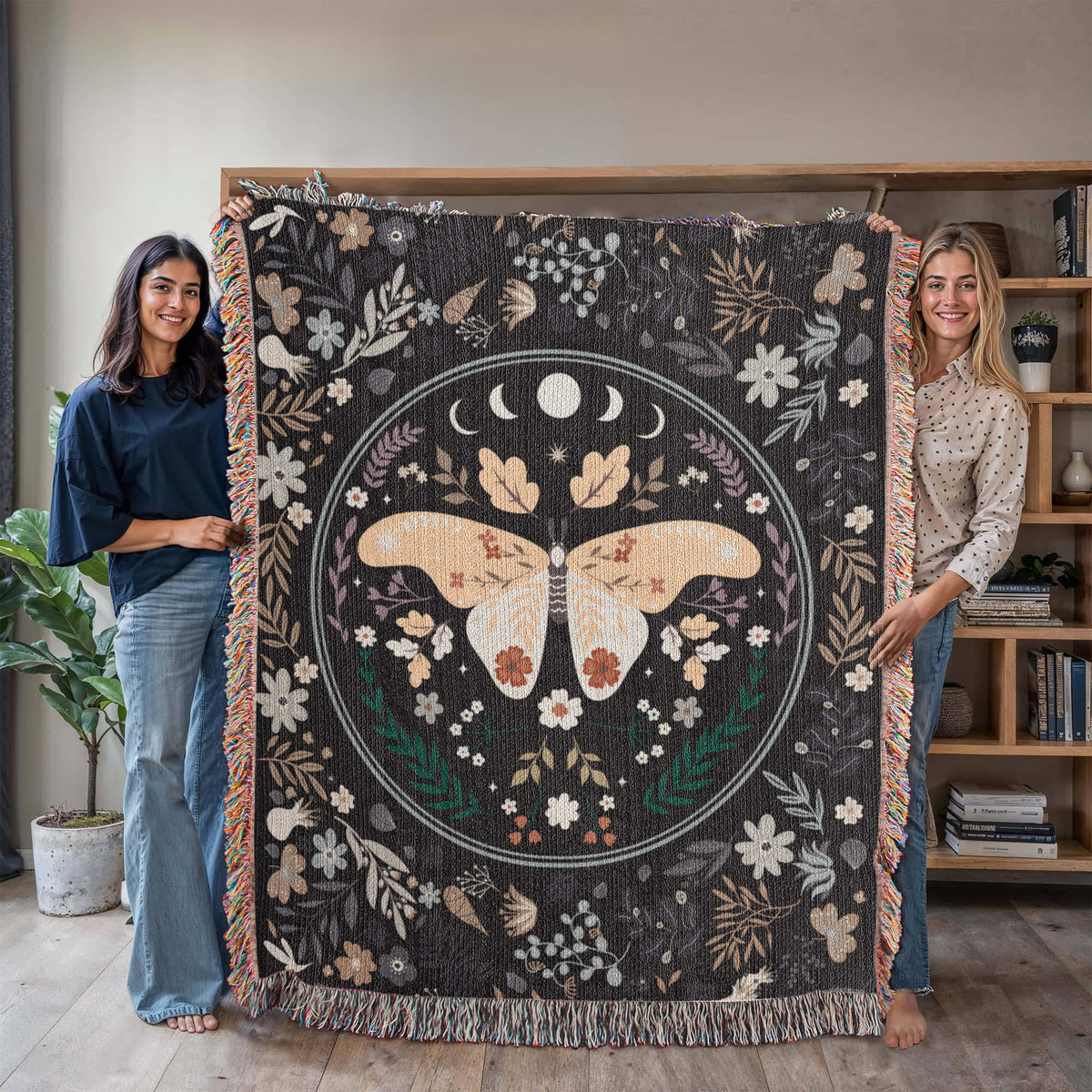 Bohemian Butterfly & Wildflowers | Woven Blanket