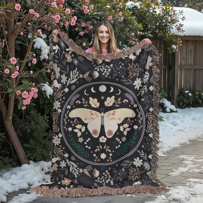 Bohemian Butterfly & Wildflowers | Woven Blanket