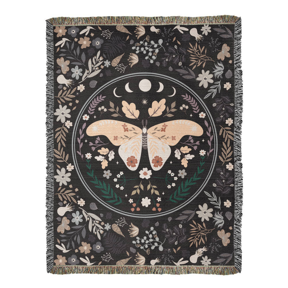 Bohemian Butterfly & Wildflowers | Woven Blanket